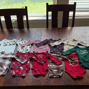 11 Assorted Christmas Themed Baby Onesies Set 6-9m